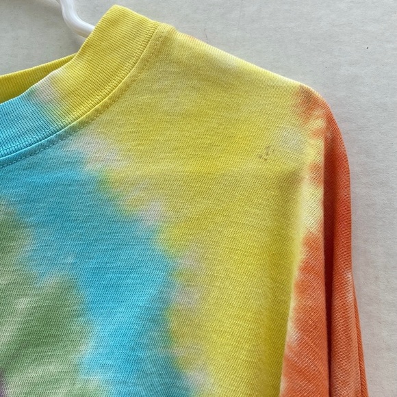 Daydreamer Womens medium cropped Long sleeve bright colorful tie dye tee t-shirt - Picture 4 of 5